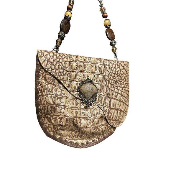 Maya Evangelista Handmade Alligator Leather Bag with Stone & Chain Detail - Picture 13 of 13